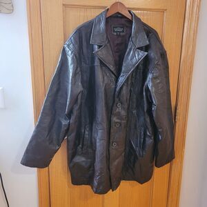 Vtg Haband Executive Division Leather Classic Jacket Mens 4X Brown Patchwork